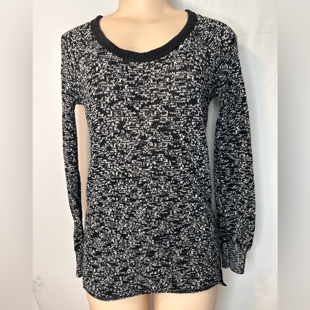 Free People | We The Free Knit Pullover Long Sleeve Sweater Shirt Black White  S